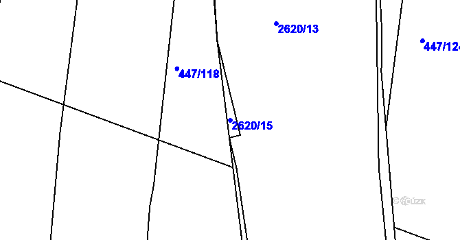 Parcela st. 2620/15 v KÚ Litice u Plzně, Katastrální mapa