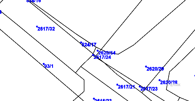 Parcela st. 2620/54 v KÚ Litice u Plzně, Katastrální mapa
