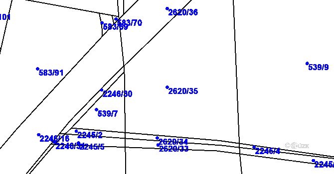 Parcela st. 2620/35 v KÚ Litice u Plzně, Katastrální mapa