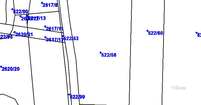Parcela st. 522/58 v KÚ Litice u Plzně, Katastrální mapa