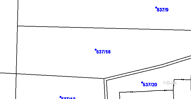 Parcela st. 537/18 v KÚ Litice u Plzně, Katastrální mapa