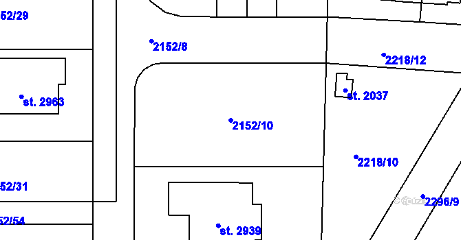 Parcela st. 2152/10 v KÚ Litice u Plzně, Katastrální mapa