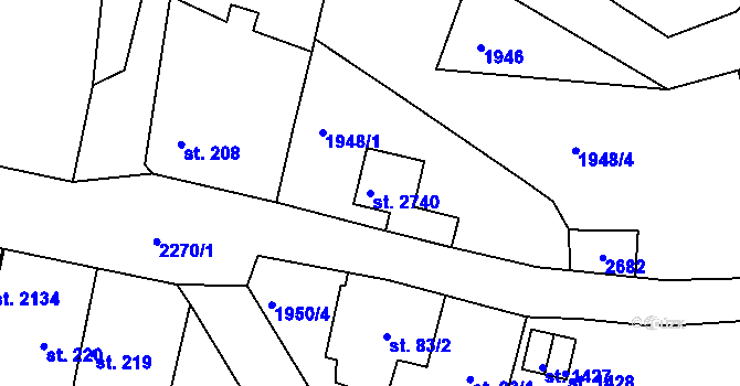 Parcela st. 2740 v KÚ Litice u Plzně, Katastrální mapa