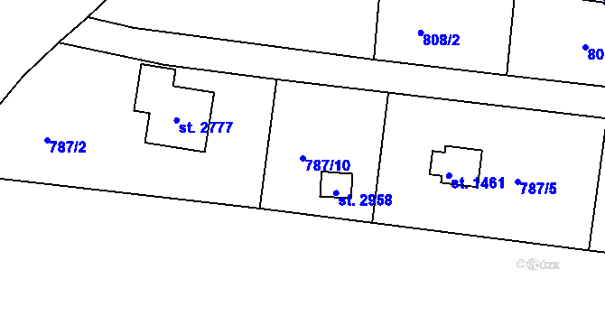 Parcela st. 787/10 v KÚ Litice u Plzně, Katastrální mapa