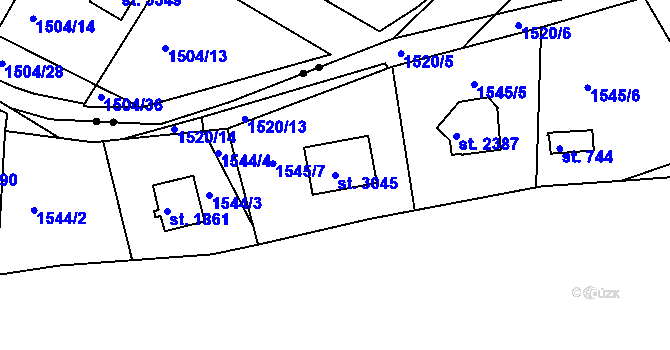 Parcela st. 3045 v KÚ Litice u Plzně, Katastrální mapa