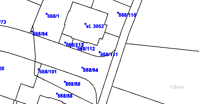 Parcela st. 568/111 v KÚ Litice u Plzně, Katastrální mapa
