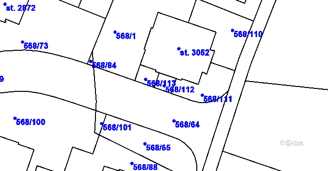 Parcela st. 568/112 v KÚ Litice u Plzně, Katastrální mapa