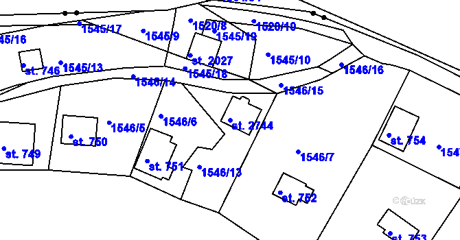 Parcela st. 2744 v KÚ Litice u Plzně, Katastrální mapa