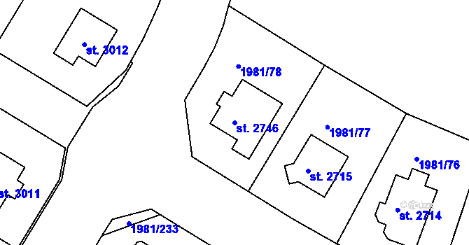 Parcela st. 2746 v KÚ Litice u Plzně, Katastrální mapa