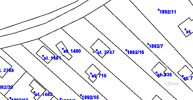 Parcela st. 2747 v KÚ Litice u Plzně, Katastrální mapa