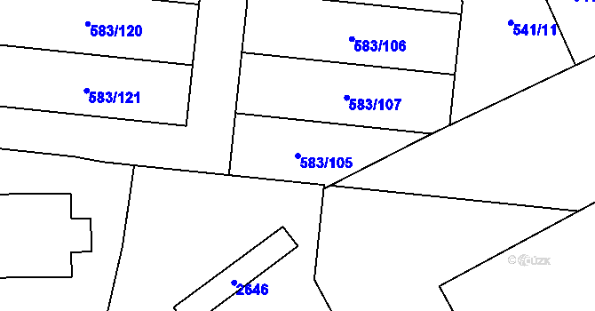 Parcela st. 583/105 v KÚ Litice u Plzně, Katastrální mapa