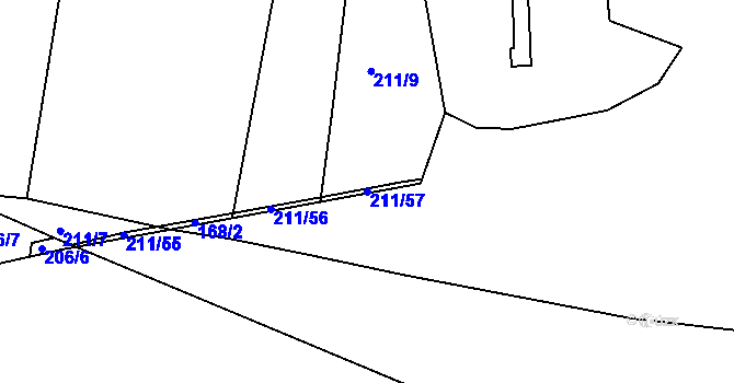 Parcela st. 211/57 v KÚ Litice u Plzně, Katastrální mapa