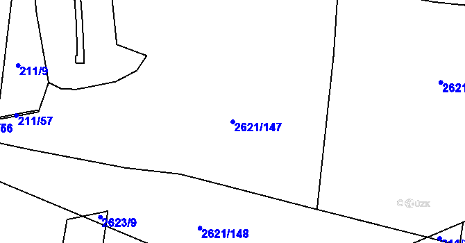 Parcela st. 2621/147 v KÚ Litice u Plzně, Katastrální mapa