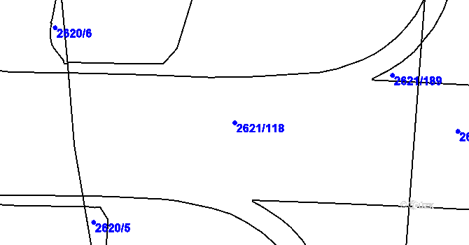 Parcela st. 2621/118 v KÚ Litice u Plzně, Katastrální mapa