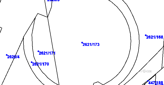 Parcela st. 2621/173 v KÚ Litice u Plzně, Katastrální mapa