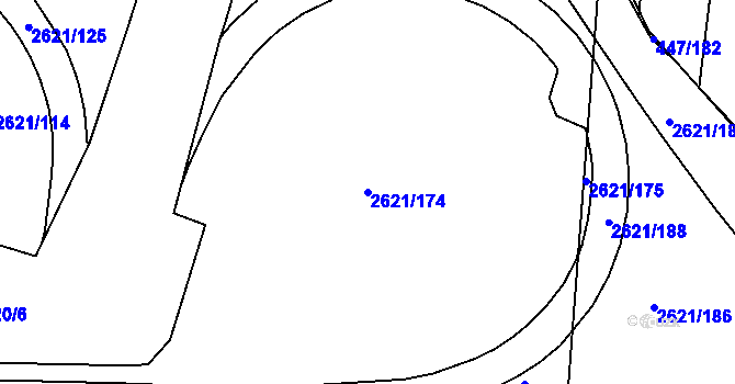 Parcela st. 2621/174 v KÚ Litice u Plzně, Katastrální mapa