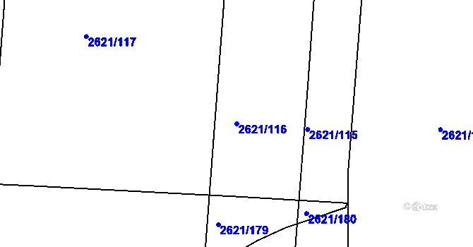 Parcela st. 2621/116 v KÚ Litice u Plzně, Katastrální mapa