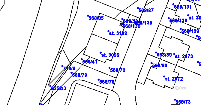 Parcela st. 3099 v KÚ Litice u Plzně, Katastrální mapa
