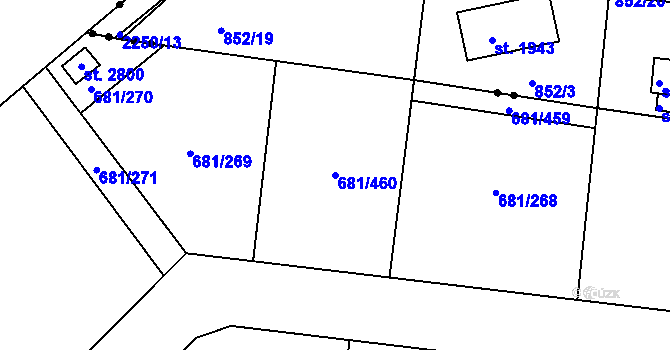 Parcela st. 681/460 v KÚ Litice u Plzně, Katastrální mapa