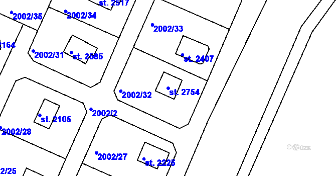 Parcela st. 2754 v KÚ Litice u Plzně, Katastrální mapa