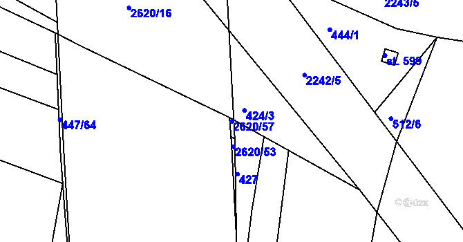 Parcela st. 2620/57 v KÚ Litice u Plzně, Katastrální mapa