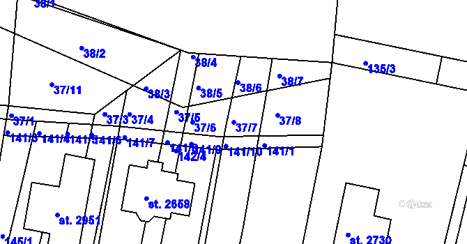 Parcela st. 37/7 v KÚ Litice u Plzně, Katastrální mapa