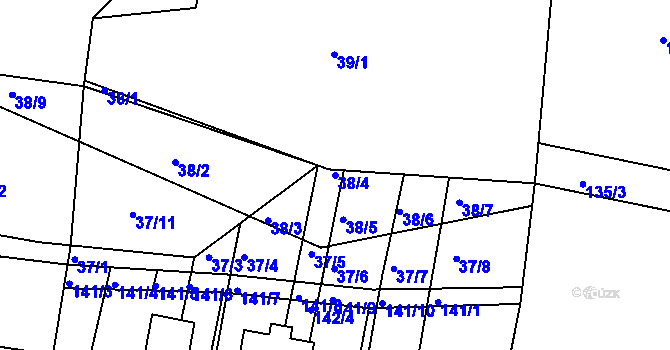 Parcela st. 38/4 v KÚ Litice u Plzně, Katastrální mapa
