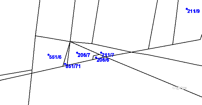 Parcela st. 211/7 v KÚ Litice u Plzně, Katastrální mapa