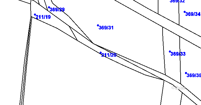 Parcela st. 211/20 v KÚ Litice u Plzně, Katastrální mapa