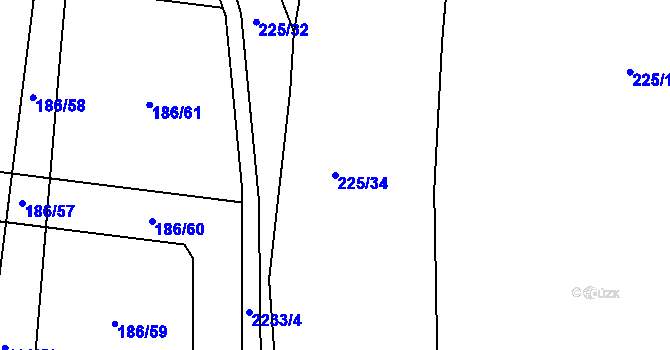 Parcela st. 225/34 v KÚ Litice u Plzně, Katastrální mapa