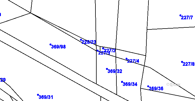 Parcela st. 227/1 v KÚ Litice u Plzně, Katastrální mapa