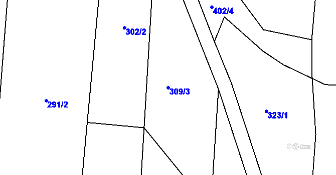 Parcela st. 309/3 v KÚ Litice u Plzně, Katastrální mapa