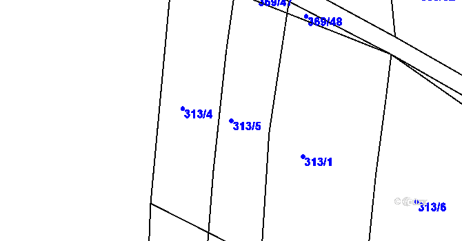 Parcela st. 313/5 v KÚ Litice u Plzně, Katastrální mapa