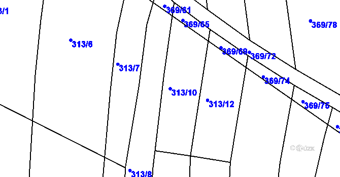 Parcela st. 313/10 v KÚ Litice u Plzně, Katastrální mapa