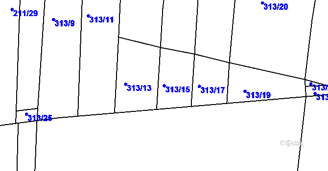 Parcela st. 313/15 v KÚ Litice u Plzně, Katastrální mapa
