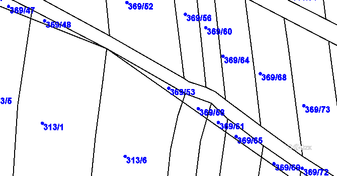 Parcela st. 369/53 v KÚ Litice u Plzně, Katastrální mapa