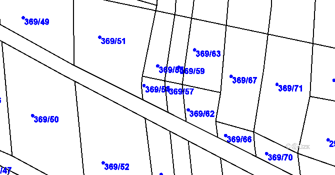 Parcela st. 369/57 v KÚ Litice u Plzně, Katastrální mapa