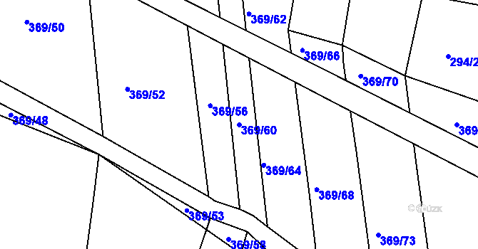 Parcela st. 369/60 v KÚ Litice u Plzně, Katastrální mapa