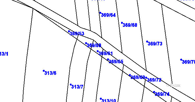 Parcela st. 369/61 v KÚ Litice u Plzně, Katastrální mapa