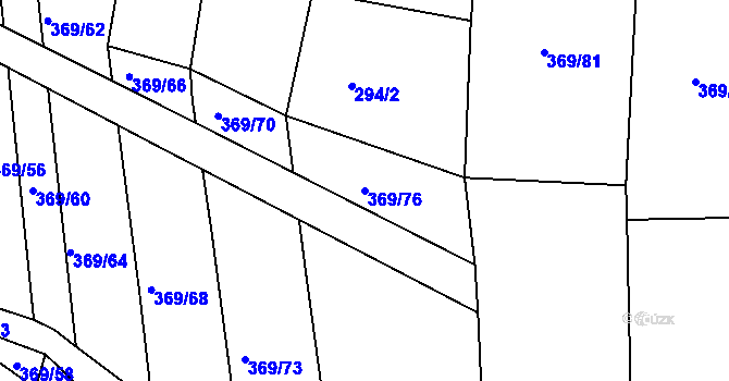 Parcela st. 369/76 v KÚ Litice u Plzně, Katastrální mapa