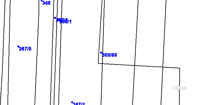 Parcela st. 369/88 v KÚ Litice u Plzně, Katastrální mapa