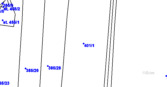 Parcela st. 401/1 v KÚ Litice u Plzně, Katastrální mapa