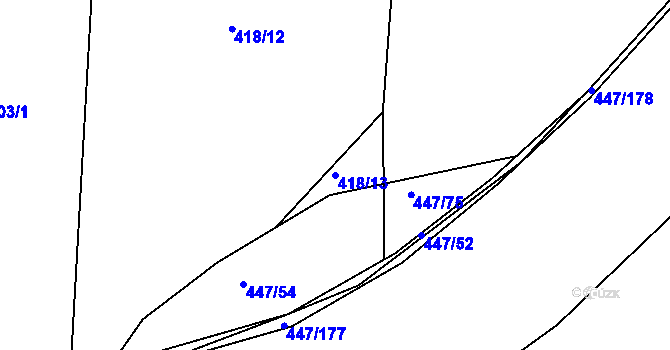 Parcela st. 418/13 v KÚ Litice u Plzně, Katastrální mapa