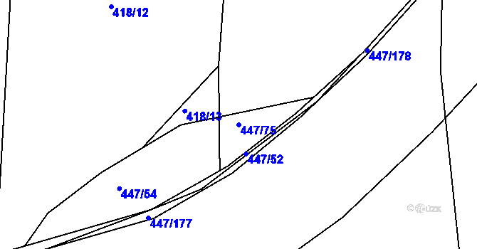 Parcela st. 447/75 v KÚ Litice u Plzně, Katastrální mapa