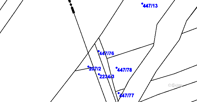 Parcela st. 447/76 v KÚ Litice u Plzně, Katastrální mapa