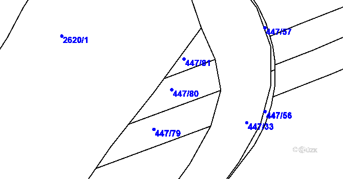Parcela st. 447/80 v KÚ Litice u Plzně, Katastrální mapa