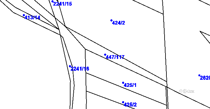 Parcela st. 447/117 v KÚ Litice u Plzně, Katastrální mapa