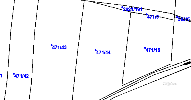 Parcela st. 471/44 v KÚ Litice u Plzně, Katastrální mapa