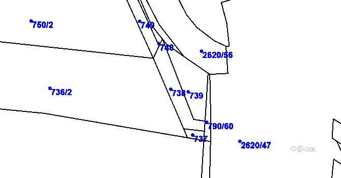 Parcela st. 738 v KÚ Litice u Plzně, Katastrální mapa