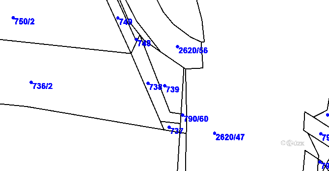Parcela st. 739 v KÚ Litice u Plzně, Katastrální mapa